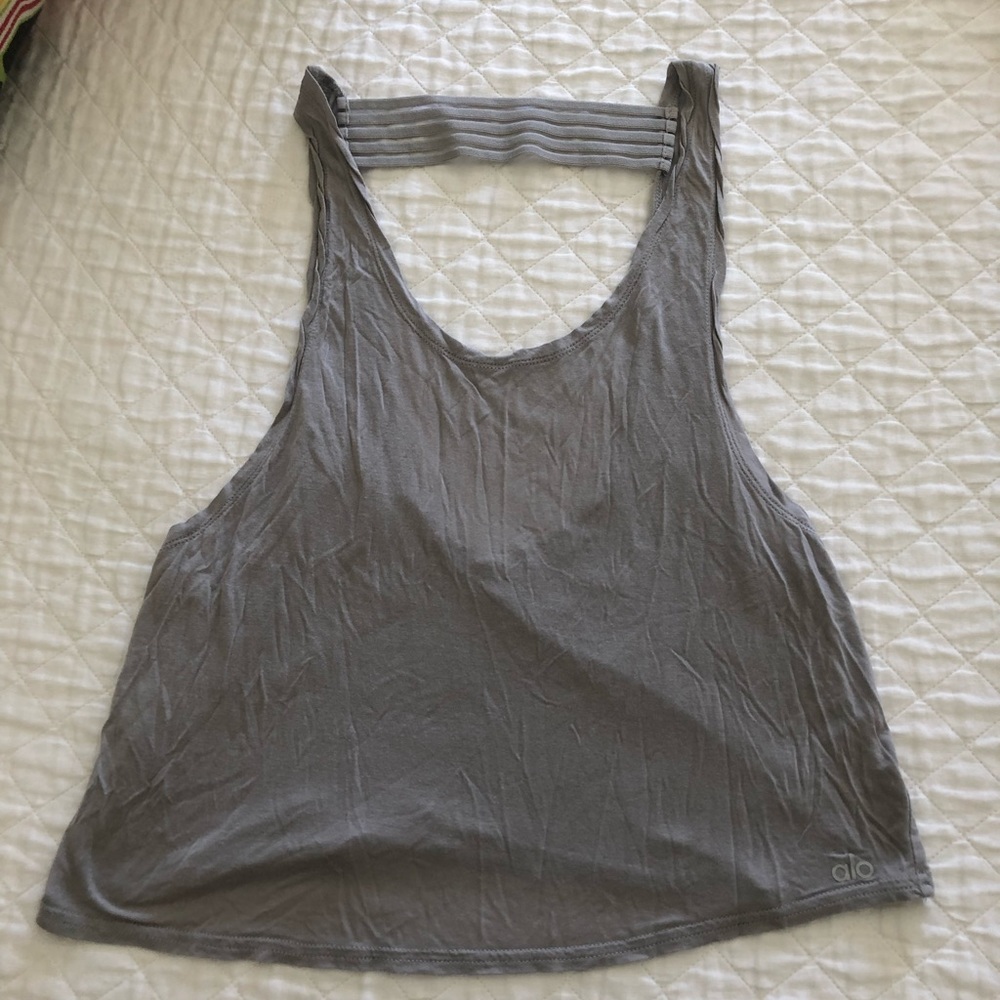 Alo Yoga grey open back tank